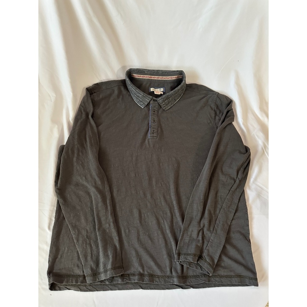 Carbon2Cobalt Long Sleeve Polo Shirt Gray Heathered Collar Mens Size L